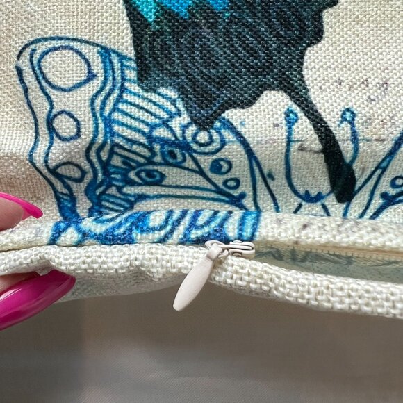 Blue Swallowtail Butterfly Country Farmhouse Core Throw Pillow Covers Set of 2 - Picture 4 of 6